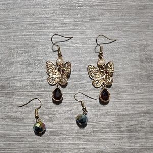 Elegant Gold Butterfly Earrings Set